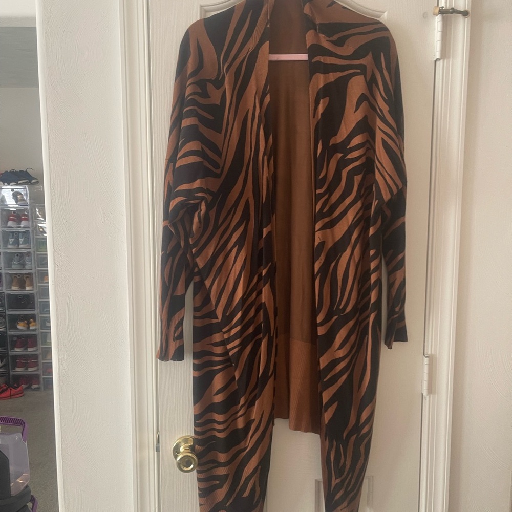 Brown and Black Zebra Print Cardigan